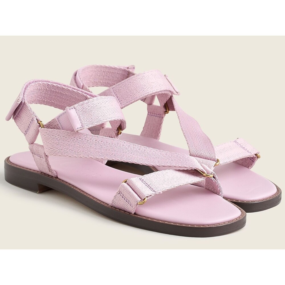 J. CREW Womens Sporty Strap Sandal Sz 6.5 Lavender Canvas & Leather Adjustable